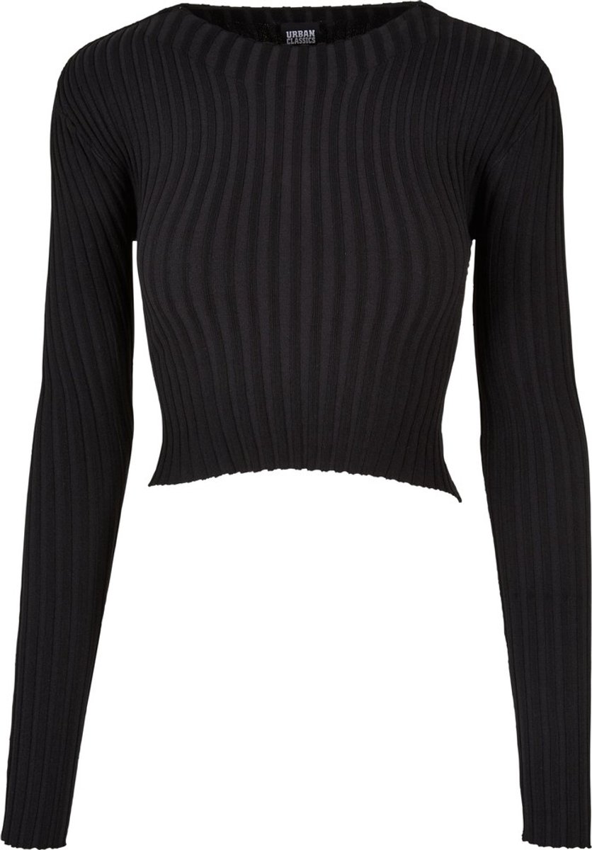 Urban Classics Ladies Short Rib Knit Twisted Back Longsleeve top M Zwart