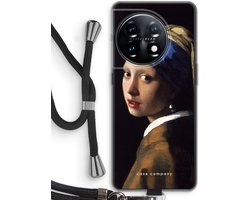 Case Company® - Hoesje met koord geschikt voor OnePlus 11 hoesje met Koord - The Pearl Earring - Telefoonhoesje met Zwart Koord - Bescherming aan alle Kanten en Over de Schermrand