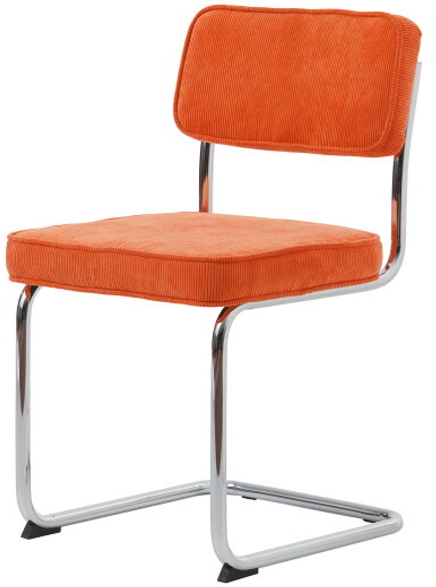 Eetkamerstoel Rupert ribstof - Oranje - eetkamerstoelen set van 4