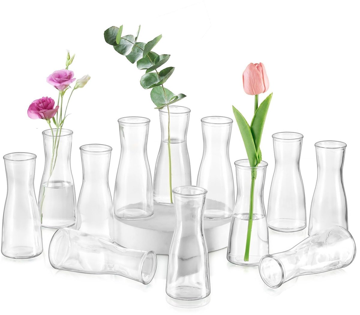 Glasseam kleine glazen vazen ??voor tafeldecoratie, heldere bloemenvaas klein 12 stuks blo