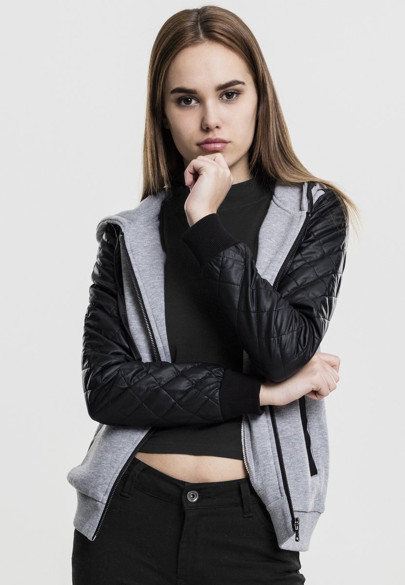 Urban Classics Diamond Leather Imitation Vest met capuchon XS Grijs