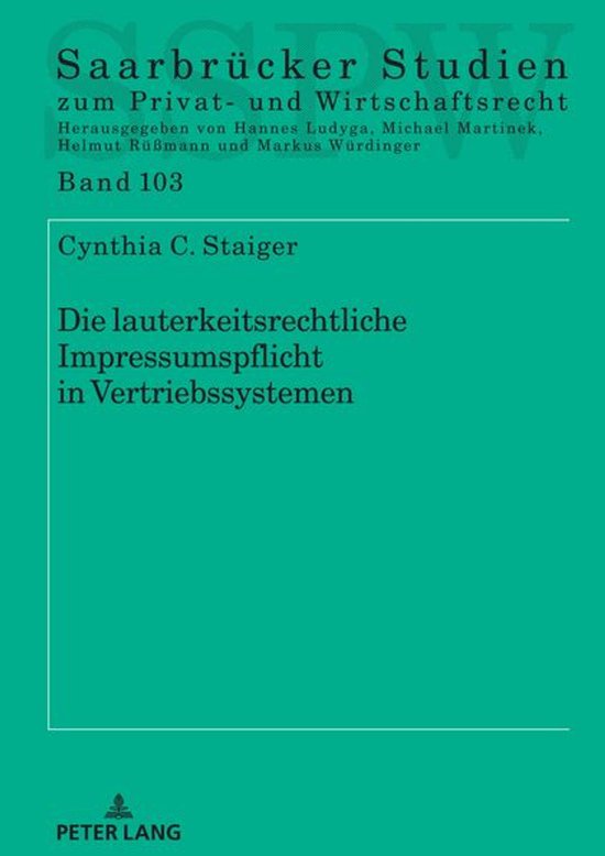 Saarbruecker Studien zum Privat- und Wirtschaftsrecht 103 -  ... - cover