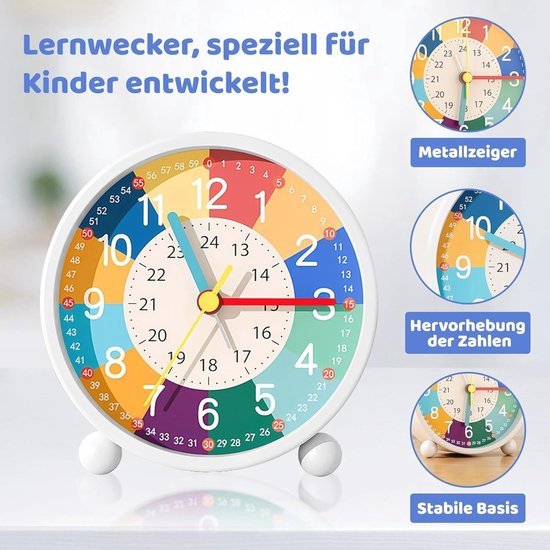 QPFO® Kinderwekker Zonder Tikken - Nachtlampje met Zacht Alarmgeluid - Wekker voor Jongens en Meisjes — afbeelding 2