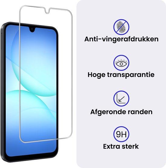 Flexibele, transparante screenprotector met afgeronde randen, anti-vingerafdruk en 9H hardheid.
