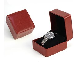 Horlogedoos, PU-lederen horlogekast, geschenkdozen met kussen voor de meeste horloges, smartwatches en sieraden, opbergdoos voor horloges als cadeau voor verjaardag (1, Bruin)