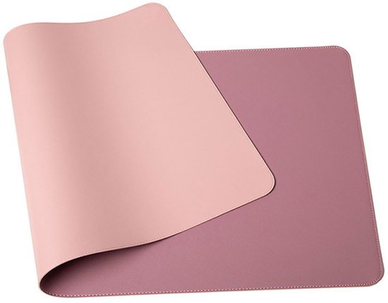 Bureau Mat - PU Recto-Verso Imperméable - 60x30cm - Pour Ordinateur Portable, Bureau Maison Ou Bureau - Violet / Rose
