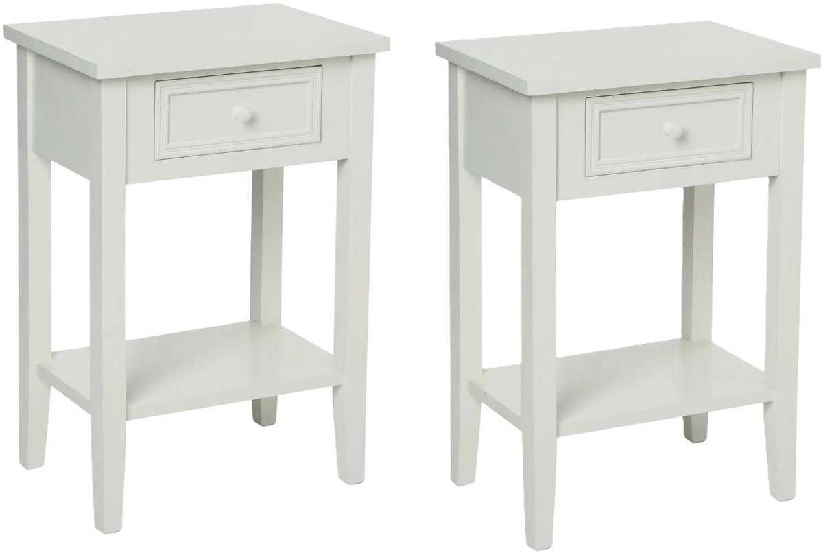 Atmosphera Nachtkastje Charm - 2x - Moderne stijl - MDF hout - met lade - 45 x 30 x 67 cm