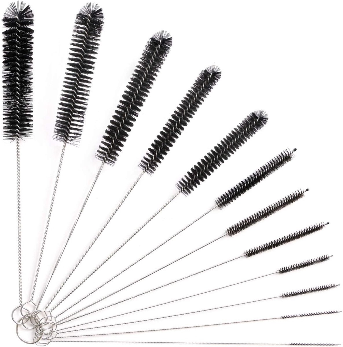 TOVBMUP Reinigingsborstels - 12 stuks - Lengte 21 cm - Flessenreinigingsborstels - Melkslangborstels - Geschikt voor theepotuitlopen, espressomachines, drinkrietjes - Nylon slangborstelset