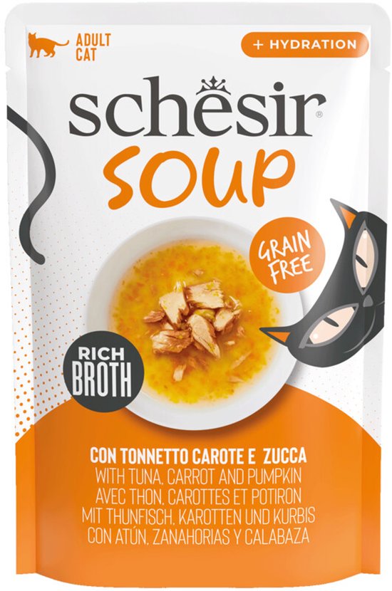 Schesir Complementary in Soep Kattenvoer Nat Tonijn & Pompoen - 12 x 40 gr - Voordeelverpakking