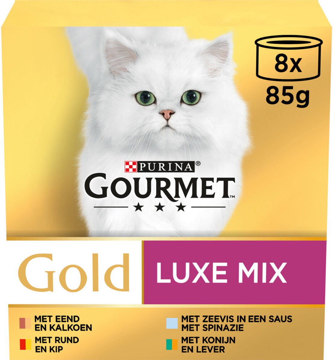 Gourmet Gold Luxe mix Multipack - Kattenvoer - Rund - Kip - 8x85 gram