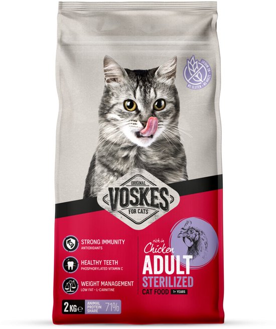 Voskes Kattenbrokken Sterilized Adult Kip - 6 x 2 kg - Voordeelverpakking