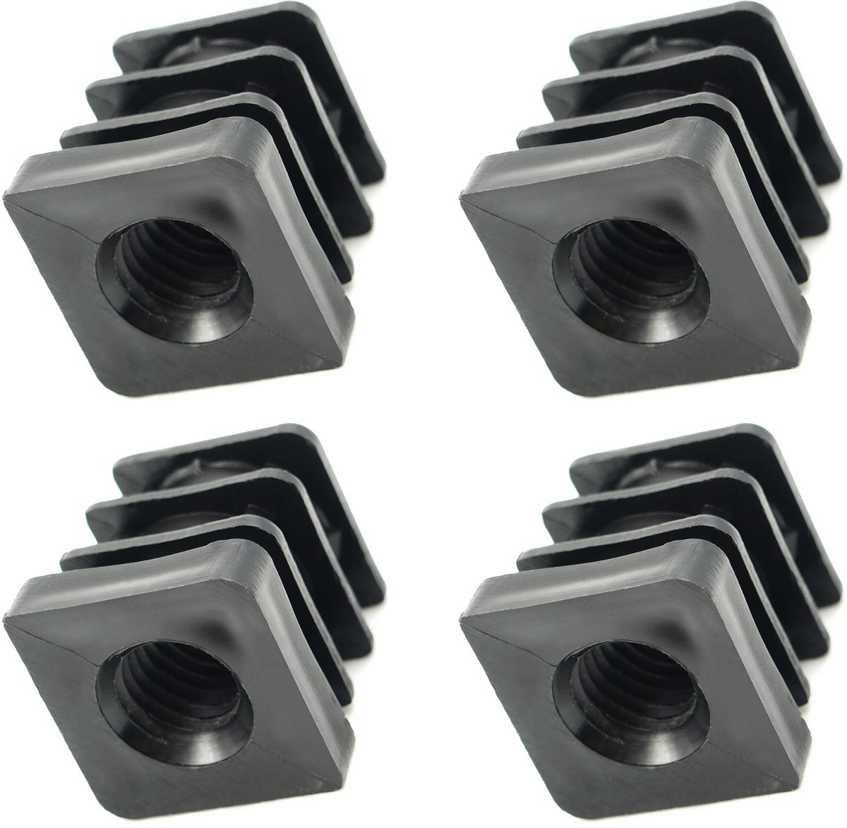 4 x Schroefdoppen - Afstelpluggen voor Vierkante Buizen - 20 x 20 mm - Met M10 Binnendraad