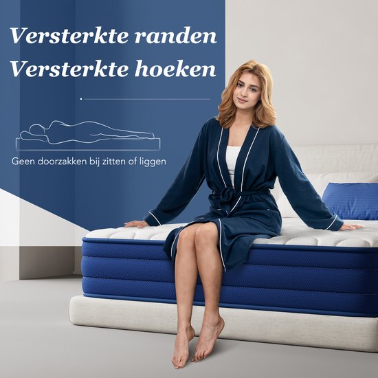 HOMAVO Matras 90x200 cm – 22 cm – Pocketveringmatras – 7-Zones – HR Koudschuim – H3 gemiddelde hardheid – Orthopedisch – OEKO-TEX Gecertificeerd