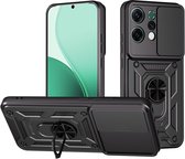 Coque Coverup - Compatible avec OPPO Reno14 - Coque arrière Coverup Armor Ring avec Shield et protection pour appareil photo - Zwart