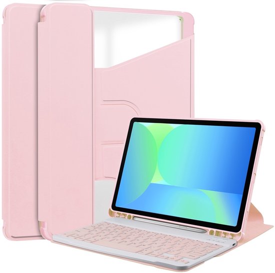 Étui Coverup pour tablette Samsung Galaxy Tab S10 Lite - Étui folio rotatif à 360° avec fonction veille/ Sleep - Rose