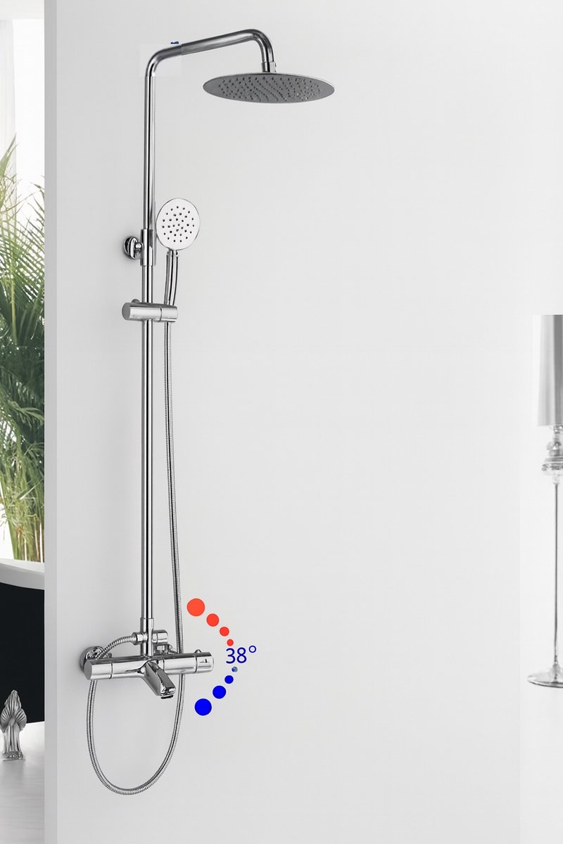SaniSupreme Florida opbouw bad doucheset 20 CM regendouche rond chroom