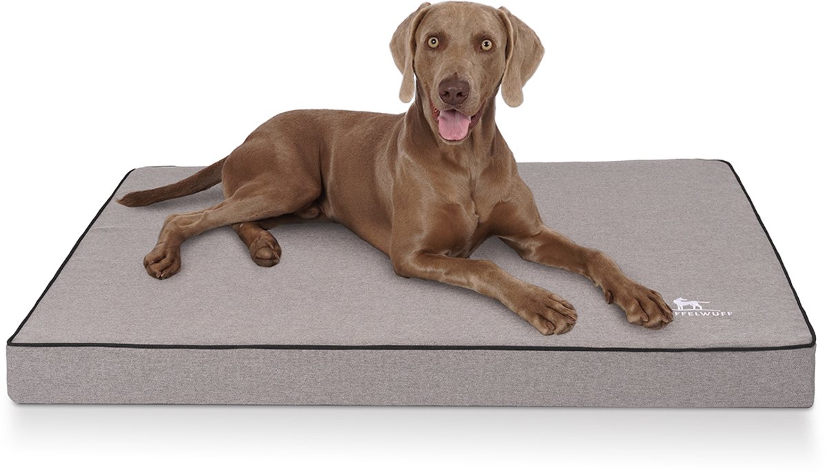 Orthopedische hondenmat Nantucket van velours met handgeweven karakter XXL 115 x 80 cm grijs