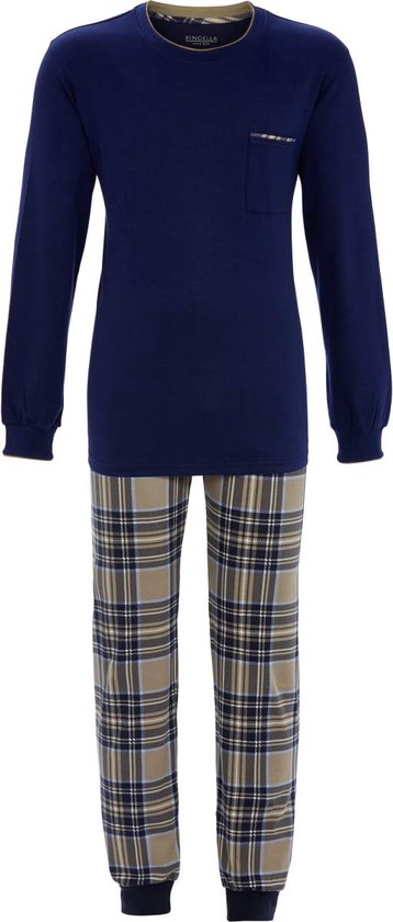 Warme heren pyjama blauw - Blauw - Maat - 50