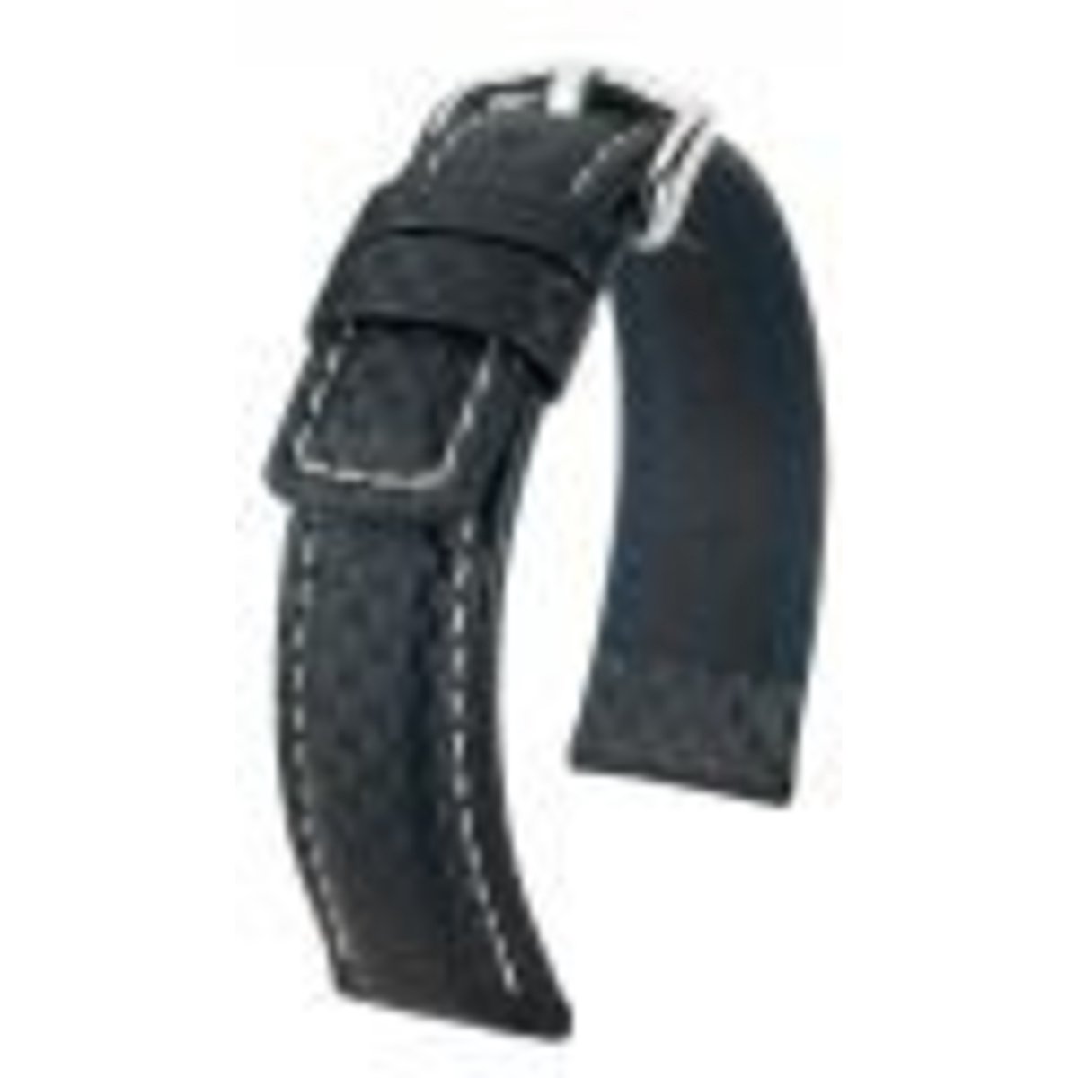 Hirsh Horlogeband Carbon Zwart Wit Stiksel - Leer - 20mm