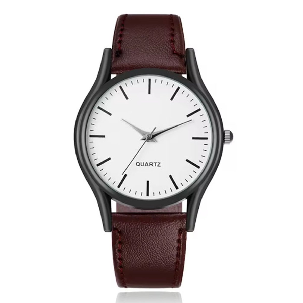 LGT Minimalistisch herenhorloge met donkerbruine leren band