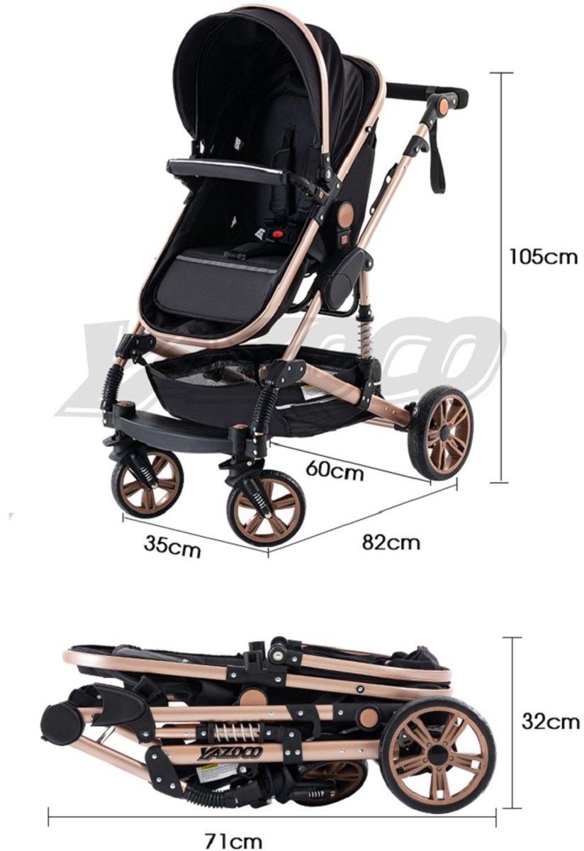 Luxe 3-in-1 Kinderwagen met Opvouwbaar Aluminium Frame - afbeelding 3