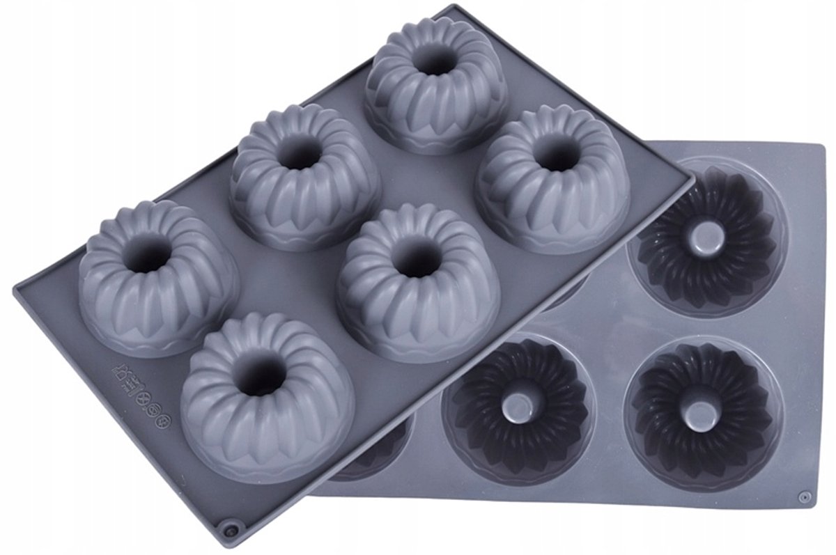 Siliconen muffin bakvorm voor 6 cupcakes met gat