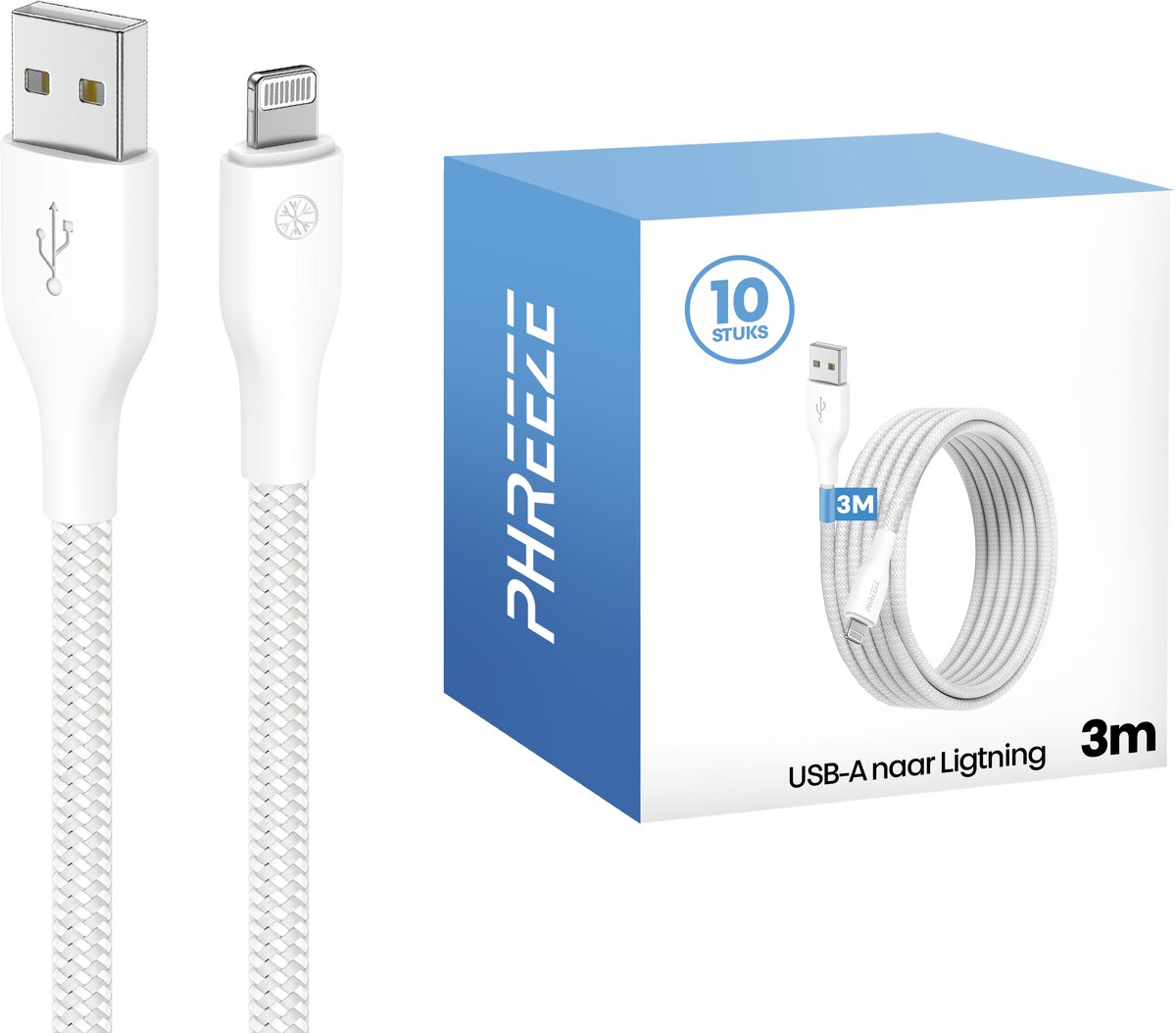 Multipack geschikt voor Lightning usb kabels 3m - 10 pack - voor o.a grootverbruikers, bezorgers & zakelijk