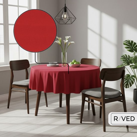 Nappe Ronde Raved Rouge - 160ø cm - Polyester - Lavable
