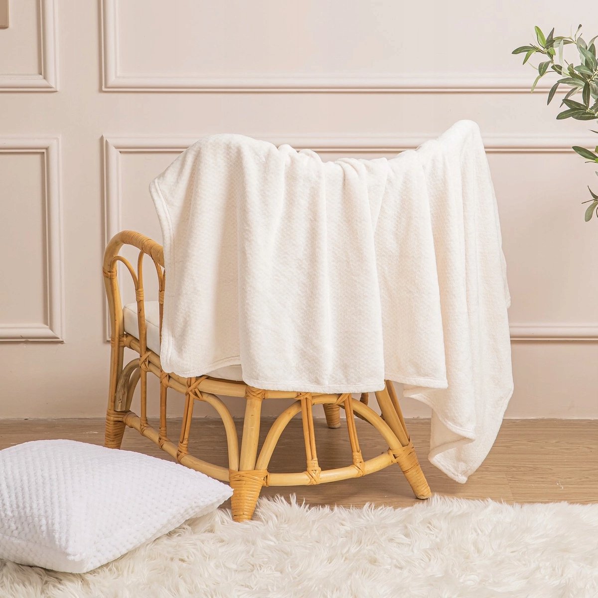 Pluche Microvezel Plaid Willy 200x220cm - Zacht & Warm Krem