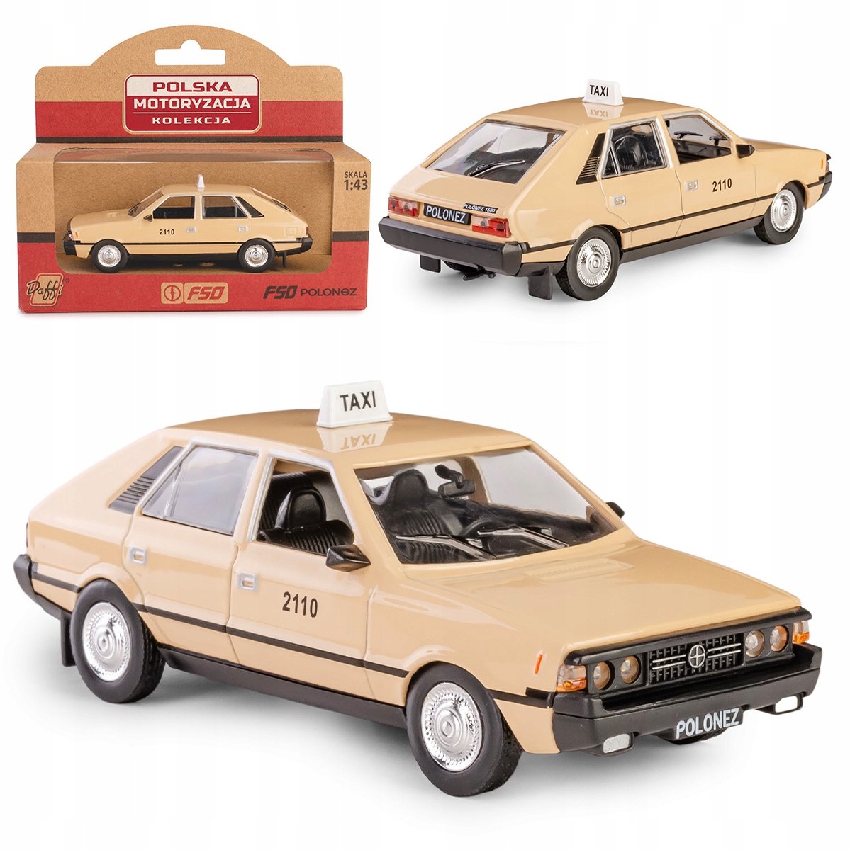 Daffi PRL Collectie - FSO Polonez Taxi - Beigekleurig - 1:43 Schaal