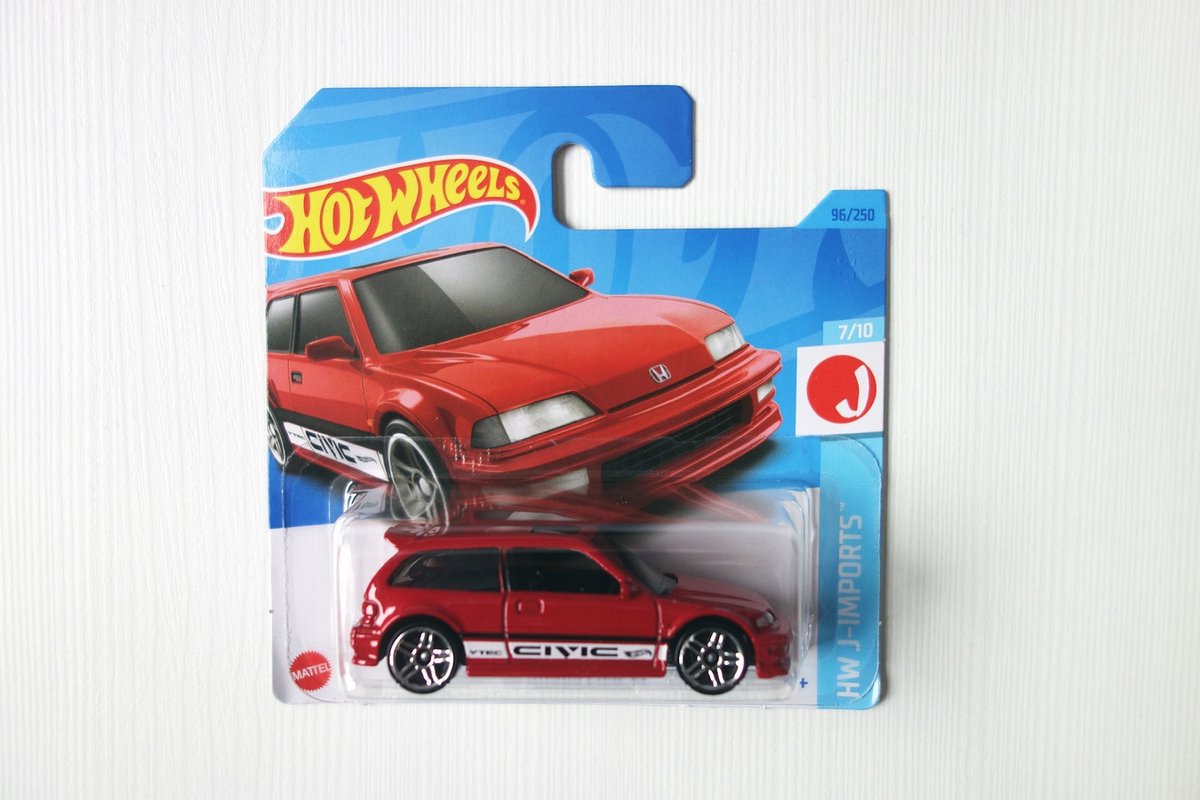 Hot Wheels 1990 Honda Civic EF - Rood Schaal 1:64