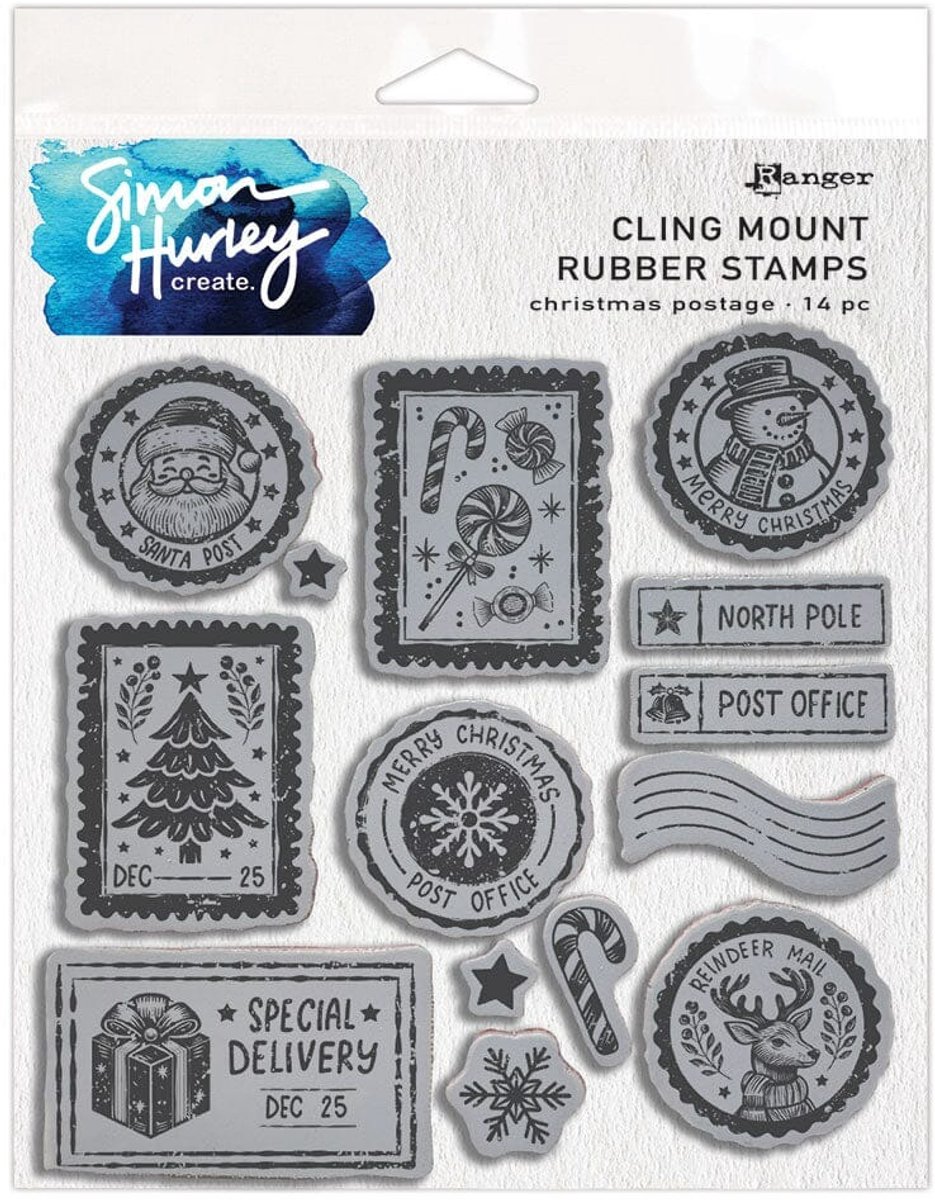 Simon Hurley rubber stamp - Christmas postage