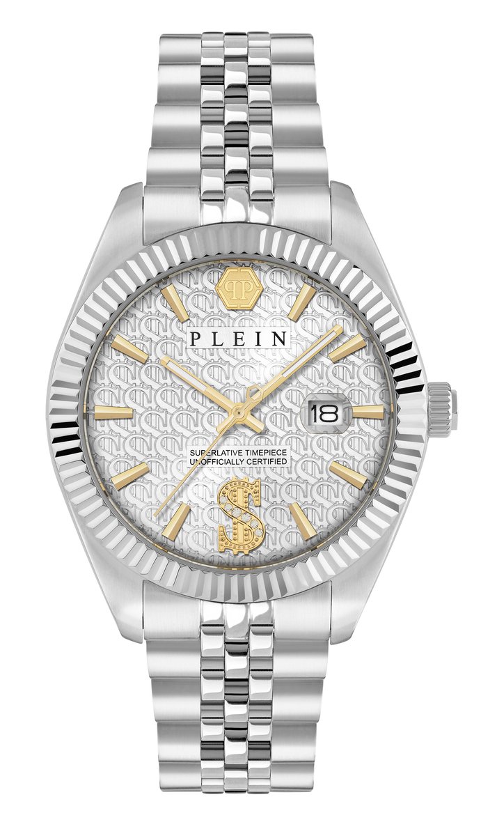 Philipp Plein Date Superlative PWMFA0725 Horloge - Staal - Zilverkleurig - Ø 41 mm