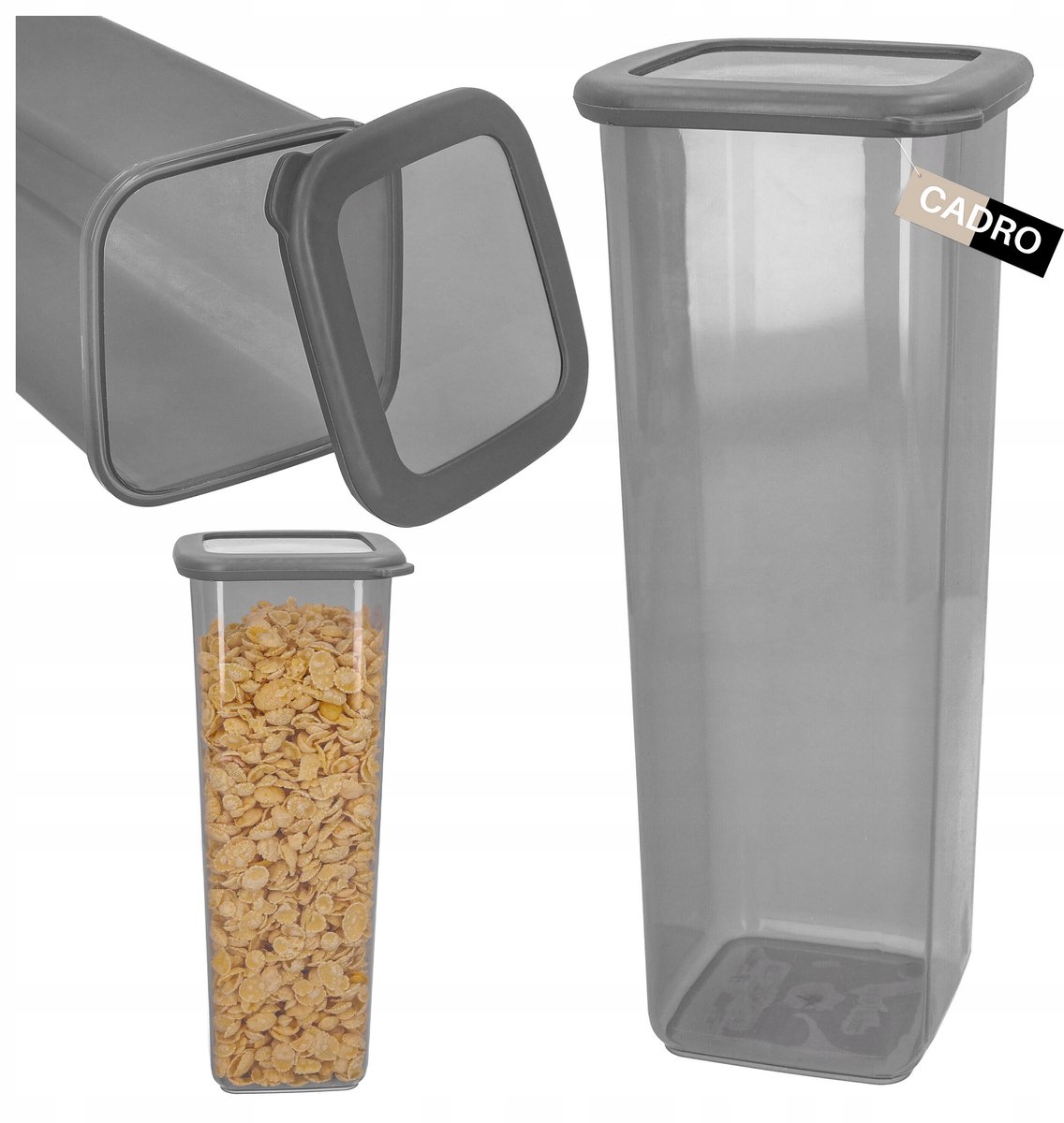 Kunststof voorraadbak pasta 2L met deksel - 11x28 cm