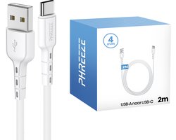 Usb A naar usb C kabel 2 meter - 4 pack - Korte oplaad kabel voor telefoon - Phreeze