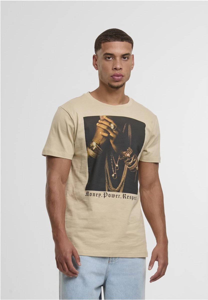 Mister Tee Money Power Respect Heren Tshirt XS Beige