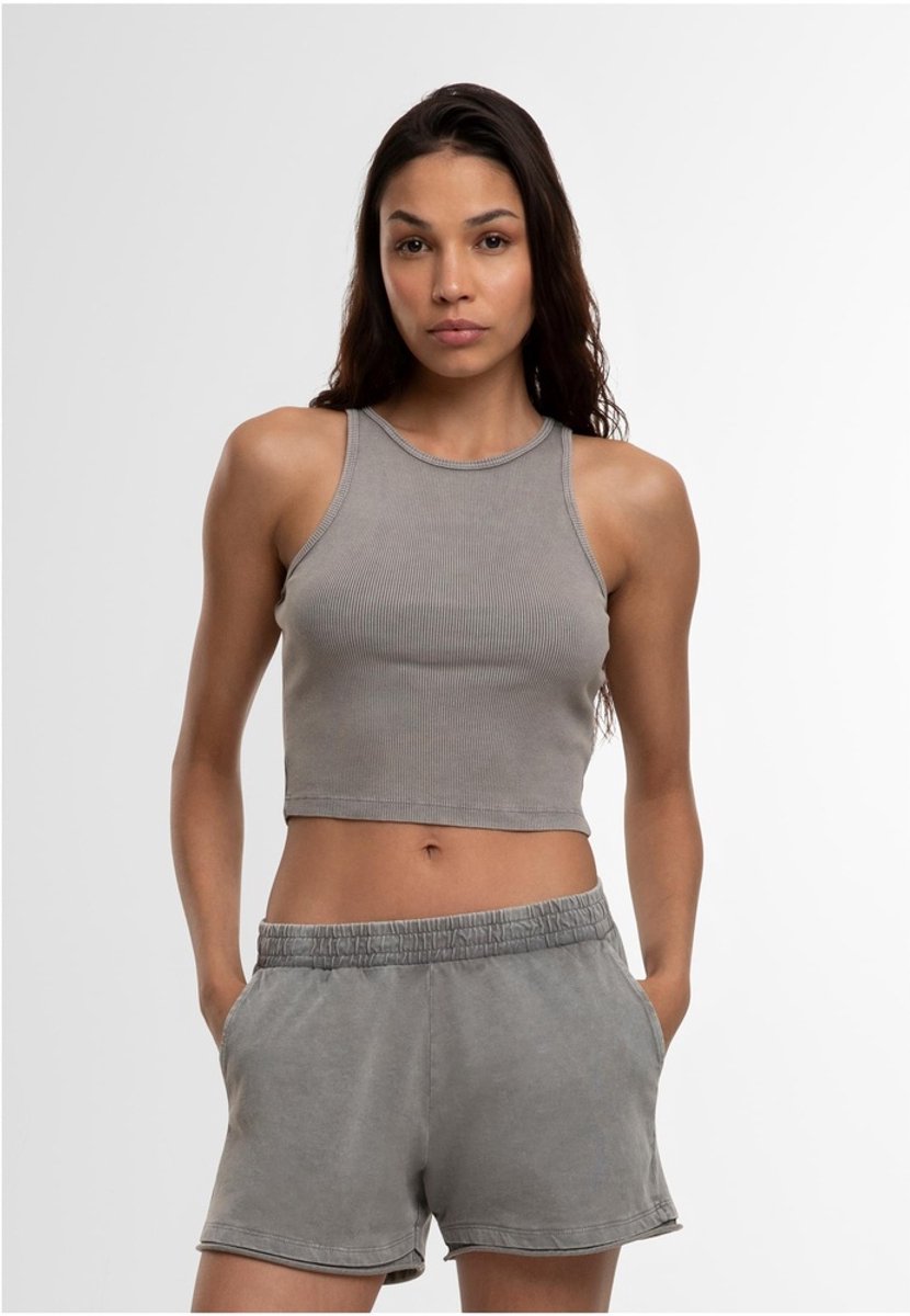 Urban Classics Washed Rib Jersey Cropped Top Dames Top – XS Grijs