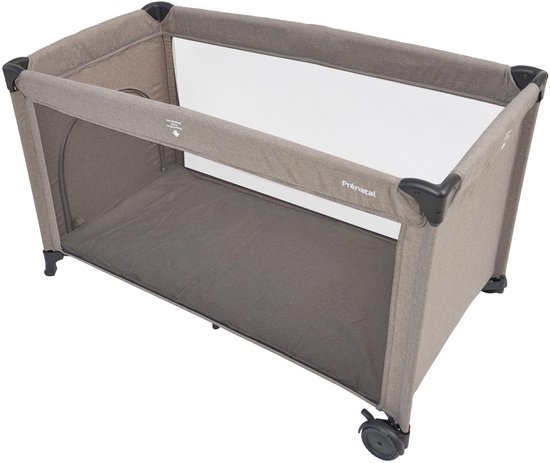 Prénatal campingbed Sinne - Inklapbaar reisbedje - Met bodemverhoger en kruipluik - Inclusief draagtas - Taupe bruin - 60 x 120 cm van Prénatal — afbeelding 5