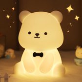 Vitdipy - Veilleuse Ours Mignon - Chambre d'Enfants et Chambre à Coucher - Avec Fonction Tactile - Veilleuses à Intensité Variable - Pour Enfants, Bébé et Adultes
