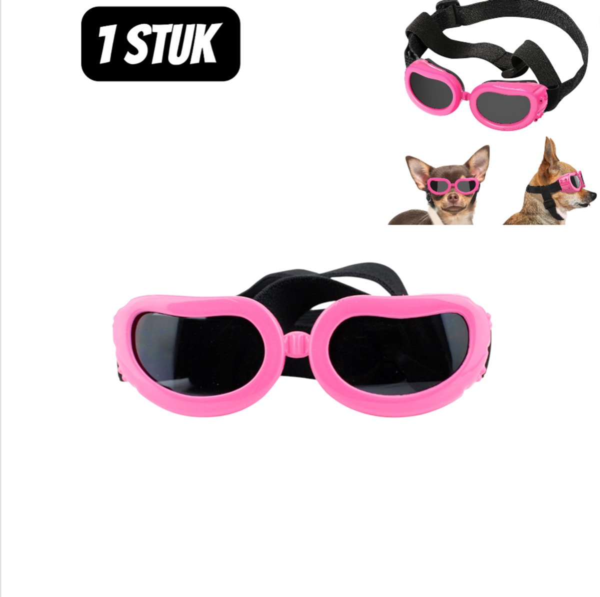 1 stuk - Huisdieraccessoires - Huisdier Zonnebril Accessoires - UV Beschermende Honden en Katten Bril - Schattige Dieren Zonnebril met Aanpasbare Band - Roze