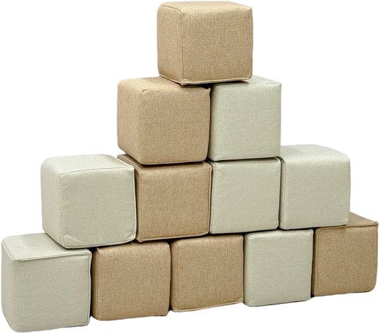 Foto: Sunny dely foam stapelblokken zachte foam speelblokken foamblokken 12 delig beige en cr me montessori speelgoed softplay vanaf 6 maanden veilig spelen