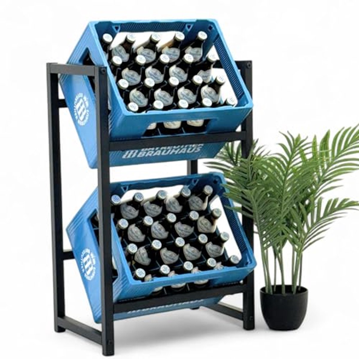 Metalen Drankkrattenrek voor 2 Kisten - Ruimtebesparend Flessenrek 47 cm