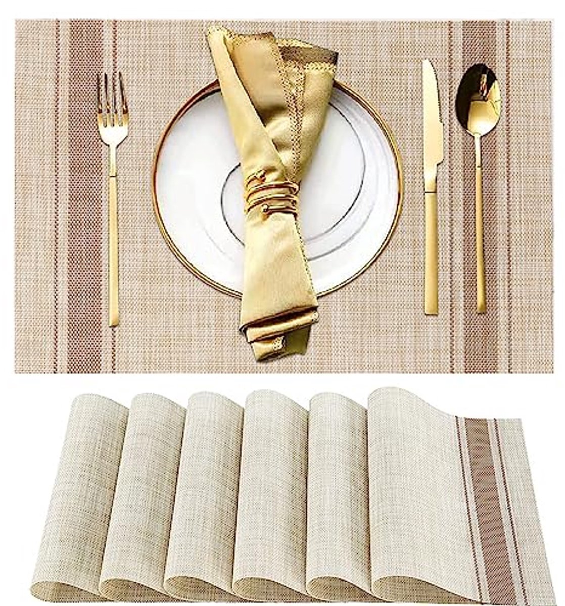 Set van 6 hittebestendige en vlekbestendige placemats voor elegante dineren