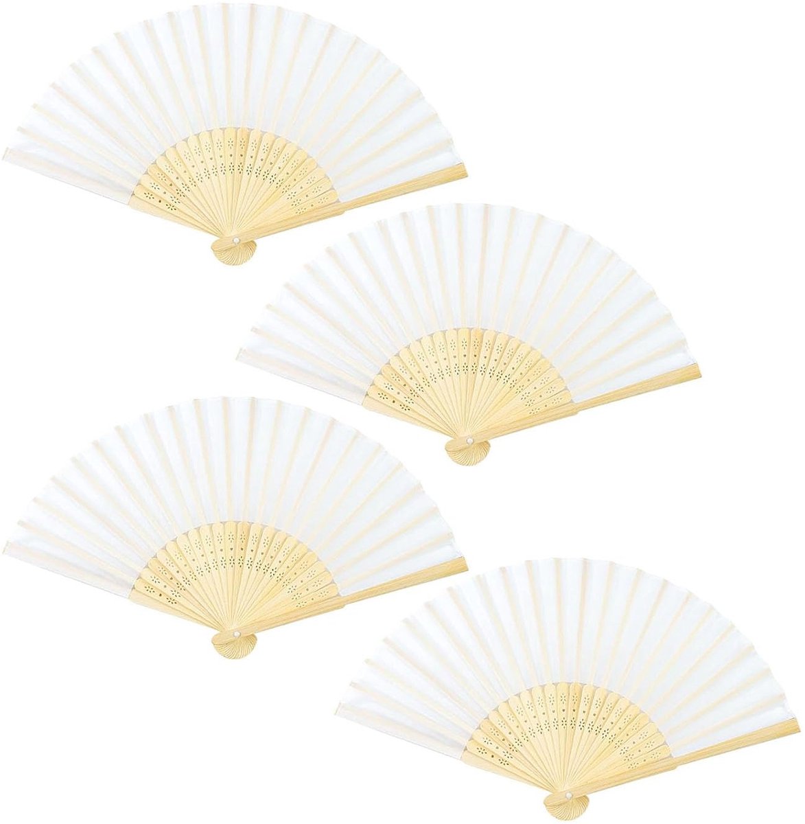 4 Stuks Vouwfan Wandventilatoren Trouwen Papieren Ventilatoren Witte Chinese Fan Pocket Ventilatoren voor Bruiloft Feest Zomer Verjaardag Cadeaus