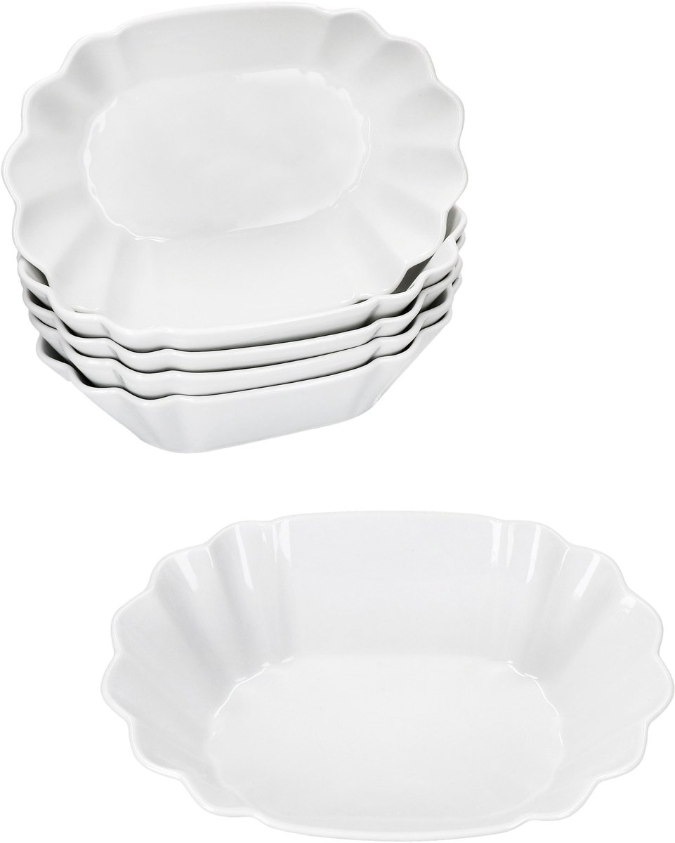 Set van 6 FRITTA XXL ovale witte porseleinen chipsschaal 23.5x17cm - 24302110