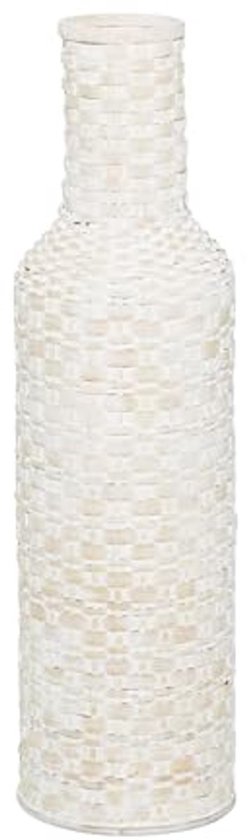 Bamboe Geweven Vloervaas 30 inch - Wit