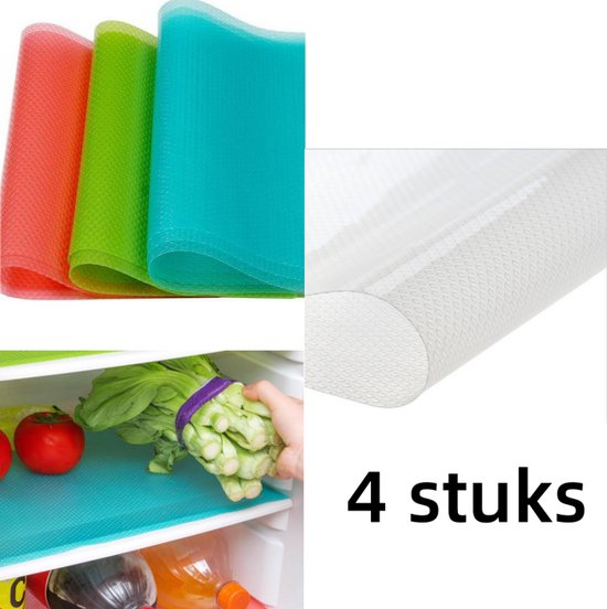 Antibacteriële koelkastmatten, 4 stuks madeliefjes koelkastmatten, beschermmat, kast, waterdicht, antifouling, lademat, antislip, vochtbestendige mat, 45 x 30 cm (4 stuks