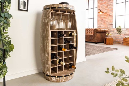 Casier à vin Shabby Chic BODEGA 97 cm en pin naturel pour 24 bouteilles - 40415