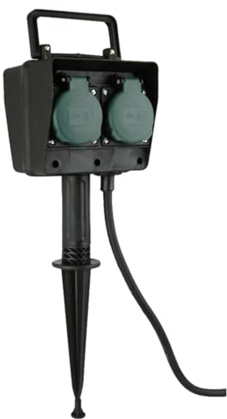 Tuinstopcontact 4 ingangen - graniet optiek - IP44 - buitenstopcontact - 1,5m kabel - grondpin Tuinstopcontact 4 ingangen - graniet optiek - IP44 - buitenstopcontact - 1,5m kabel - grondpin