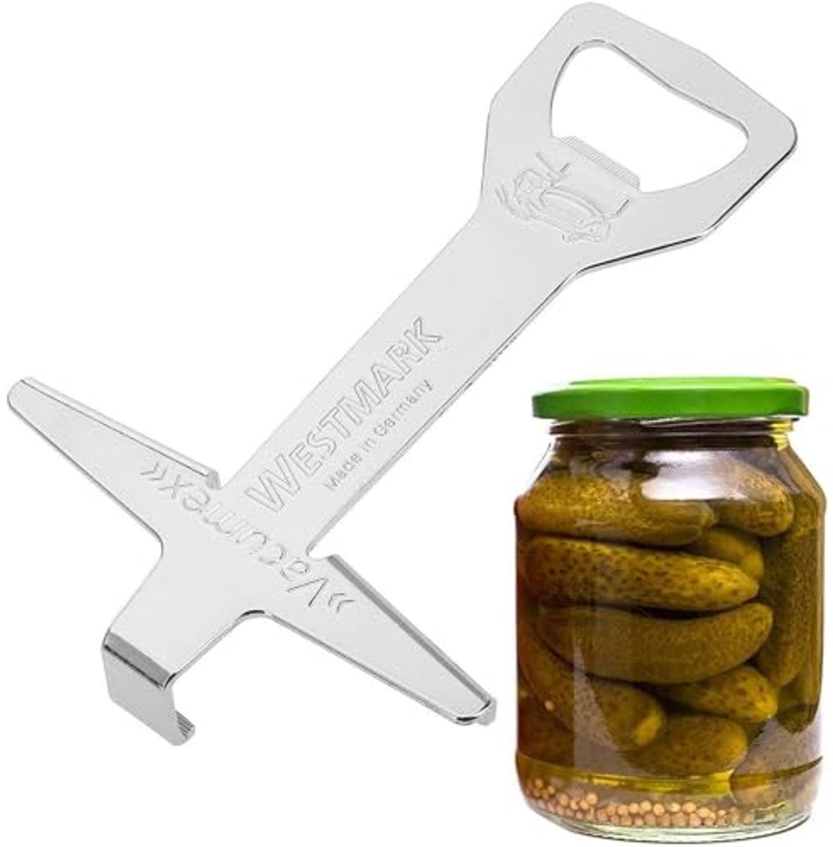 Deksels en flessen openen met een praktische opener van verchroomd staal